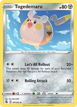 Togedemaru (187/264) [SWSH08 Fusion Strike] Reverse Holofoil - Uncommon