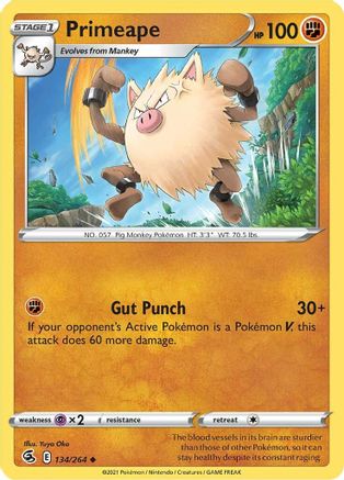 Primeape (134/264) [SWSH08 Fusion Strike] Reverse Holofoil - Uncommon
