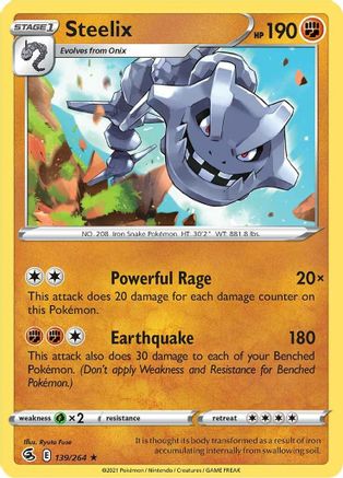 Steelix (139/264) [SWSH08 Fusion Strike] Reverse Holofoil - Holo Rare