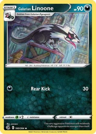 Galarian Linoone (160/264) [SWSH08 Fusion Strike] Reverse Holofoil - Uncommon