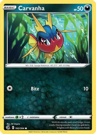 Carvanha (162/264) [SWSH08 Fusion Strike] Reverse Holofoil - Common
