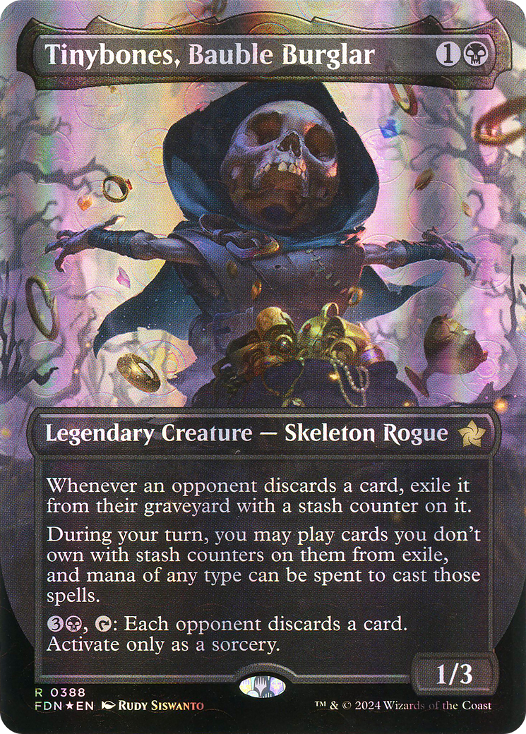 Tinybones, Bauble Burglar (Borderless) (Mana Foil) (FDN-388) [Foundations] Foil