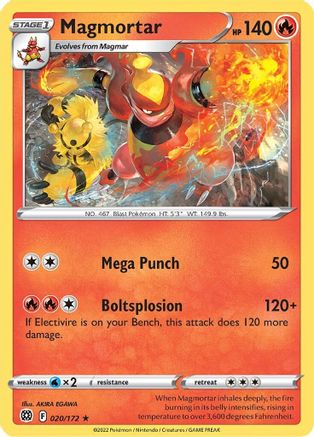 Magmortar (020/172) [SWSH09 Brilliant Stars] Reverse Holofoil - Rare
