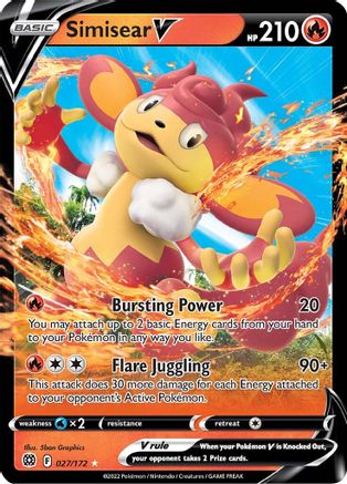 Simisear V (027/172) [SWSH09 Brilliant Stars] Holofoil - Ultra Rare