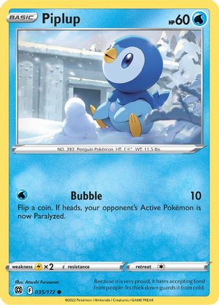 Piplup (035/172) [SWSH09 Brilliant Stars] Reverse Holofoil - Common