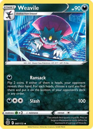 Weavile (087/172) [SWSH09 Brilliant Stars] Reverse Holofoil - Uncommon