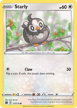 Starly (117/172) [SWSH09 Brilliant Stars] Reverse Holofoil - Common