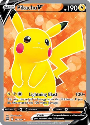 Pikachu V (Full Art) (157/172) [SWSH09 Brilliant Stars] Holofoil - Ultra Rare
