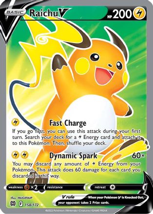 Raichu V (Full Art) (158/172) [SWSH09 Brilliant Stars] Holofoil - Ultra Rare