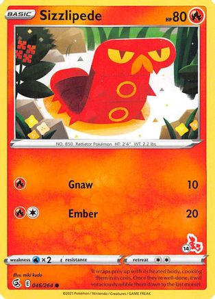 Sizzlipede (#14 Cinderace Stamped) [Battle Academy 2022] - Promo