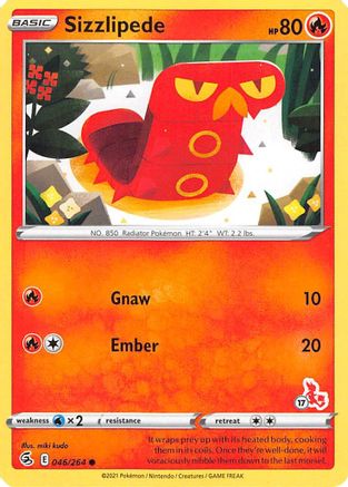 Sizzlipede (#17 Cinderace Stamped) (46/264) [Battle Academy 2022] - Promo