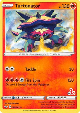Turtonator (#39 Cinderace Stamped) (029/202) [Battle Academy 2022] - Promo
