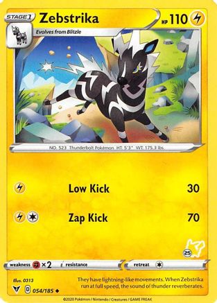 Zebstrika (#25 Pikachu Stamped) (54/185) [Battle Academy 2022] - Promo