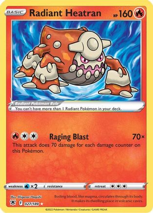 Radiant Heatran (027/189) [SWSH10 Astral Radiance] Holofoil - Radiant Rare