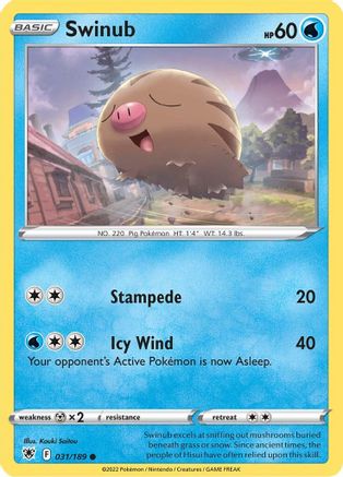 Swinub (031/189) [SWSH10 Astral Radiance] Reverse Holofoil - Common