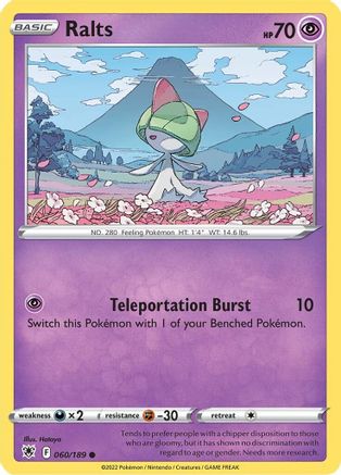Ralts (060/189) [SWSH10 Astral Radiance] Reverse Holofoil - Common