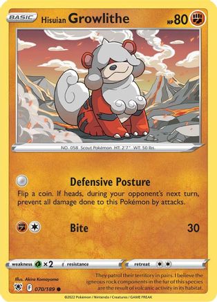 Hisuian Growlithe (070/189) [SWSH10 Astral Radiance] - Common