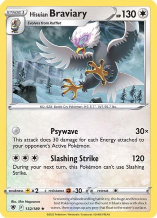 Hisuian Braviary (132/189) [SWSH10 Astral Radiance] Reverse Holofoil - Rare