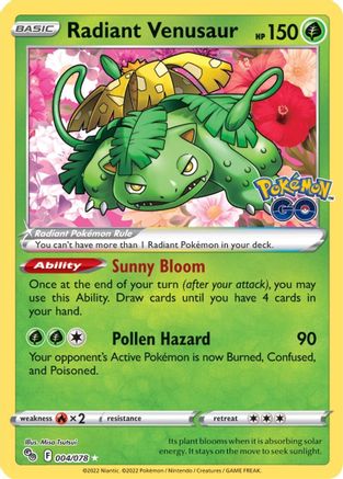 Radiant Venusaur (004/78) [Pokemon GO] Holofoil - Radiant Rare