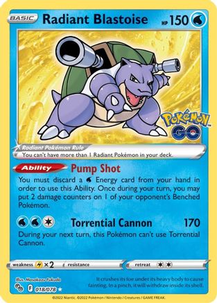 Radiant Blastoise (018/78) [Pokemon GO] Holofoil - Radiant Rare