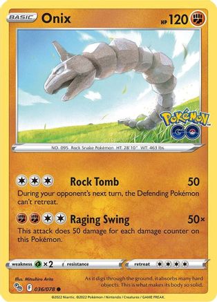 Onix (036/78) [Pokemon GO] Reverse Holofoil - Common