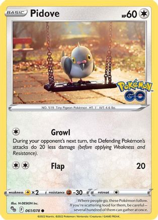 Pidove (061/78) [Pokemon GO] - Common