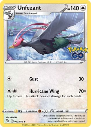 Unfezant (063/78) [Pokemon GO] - Uncommon