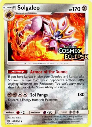 Solgaleo (Cosmic Eclipse Stamped) (142/236) [Miscellaneous Cards & Products] Holofoil - Promo