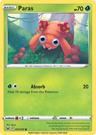 Paras (004/196) [SWSH11 Lost Origin] Reverse Holofoil - Common