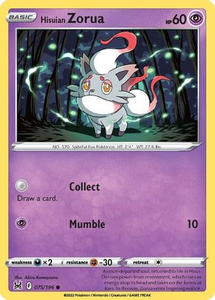 Hisuian Zorua (075/196) [SWSH11 Lost Origin] Reverse Holofoil - Common