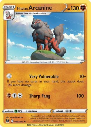 Hisuian Arcanine (084/196) [SWSH11 Lost Origin] Reverse Holofoil - Holo Rare