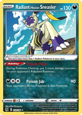 Radiant Hisuian Sneasler (123/196) [SWSH11 Lost Origin] Holofoil - Radiant Rare
