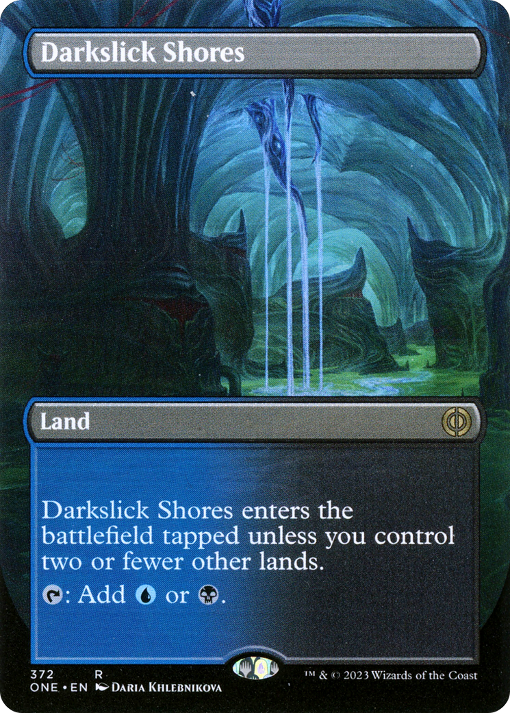 Darkslick Shores (Borderless) (ONE-372) [Phyrexia: All Will Be One]