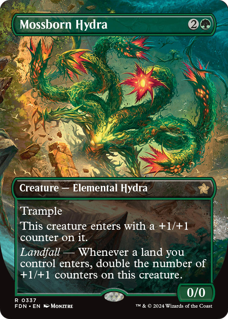 Mossborn Hydra (Borderless) (FDN-337) [Foundations]