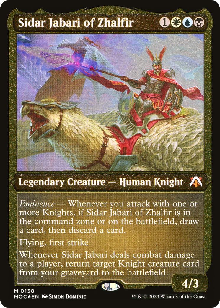 Sidar Jabari of Zhalfir (Display Commander) - Thick Stock (MOC-138) [March of the Machine Commander] Foil
