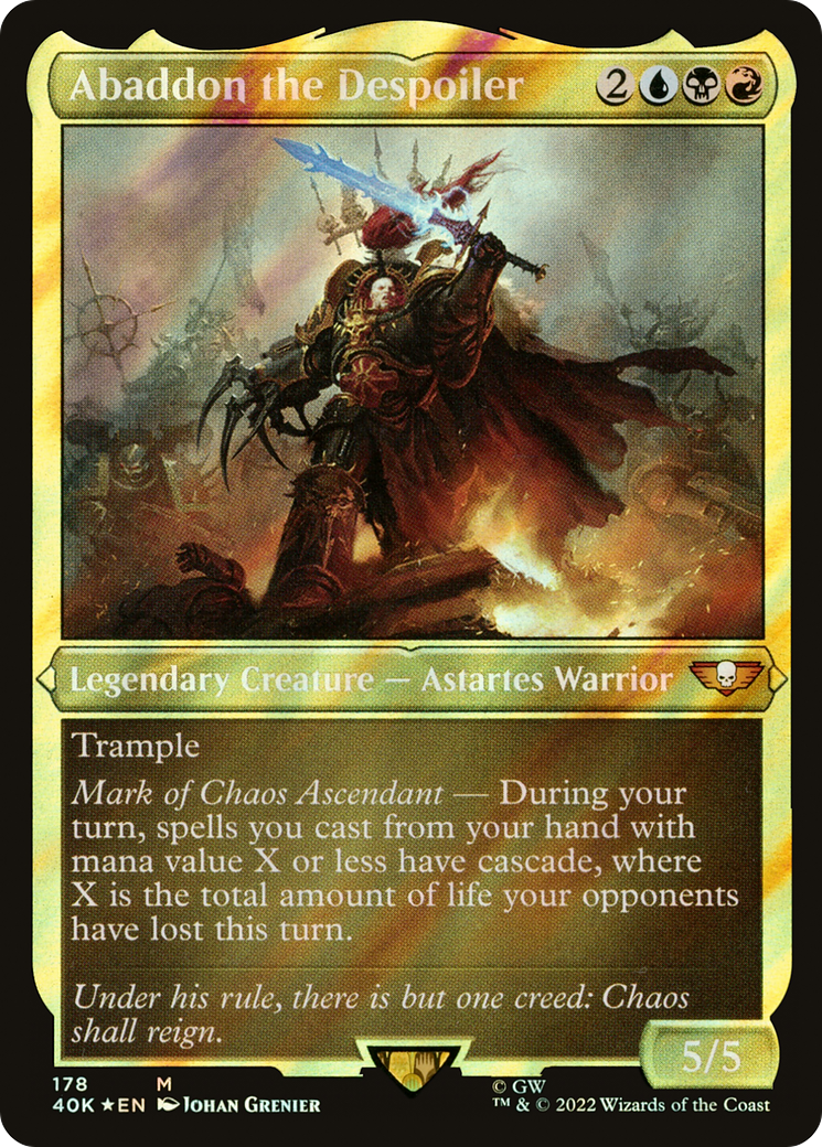 Abaddon the Despoiler (Display Commander) (Surge Foil) - Thick Stock (40K-178) [Warhammer 40,000 Commander] Foil