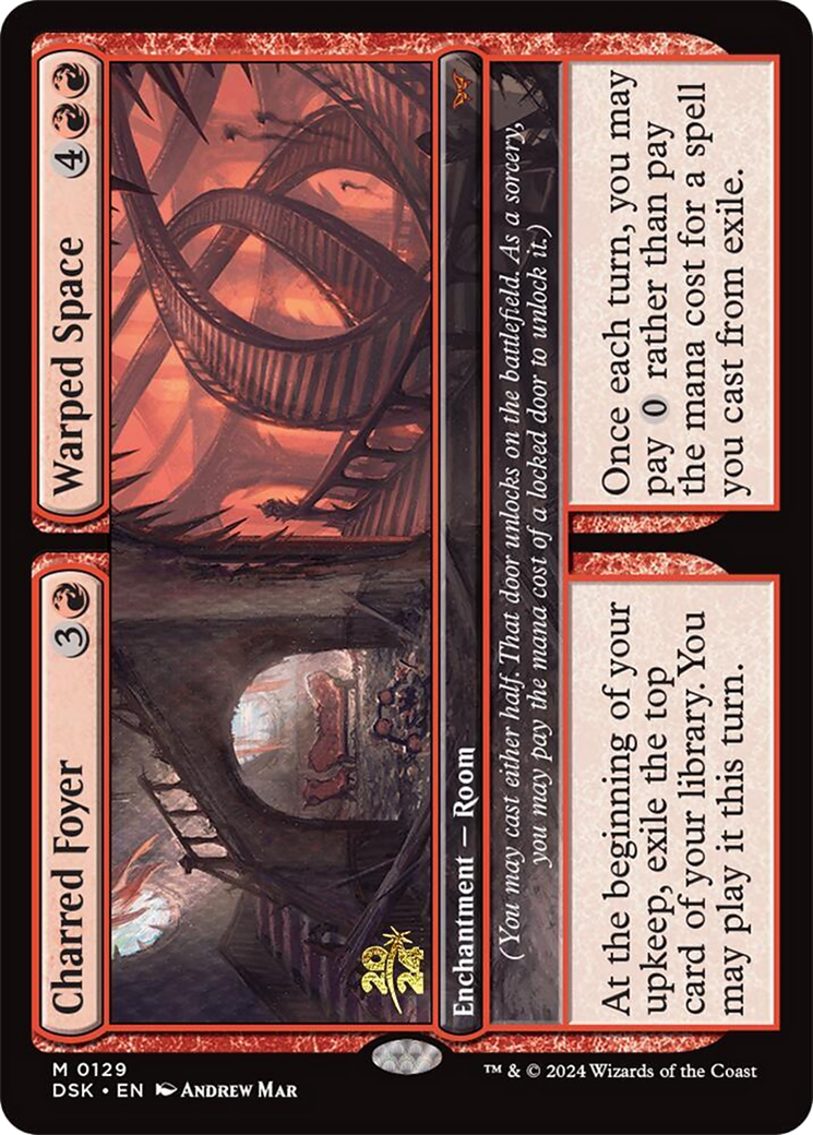 Charred Foyer // Warped Space (PRE-129) [Duskmourn: House of Horror Promos] Foil