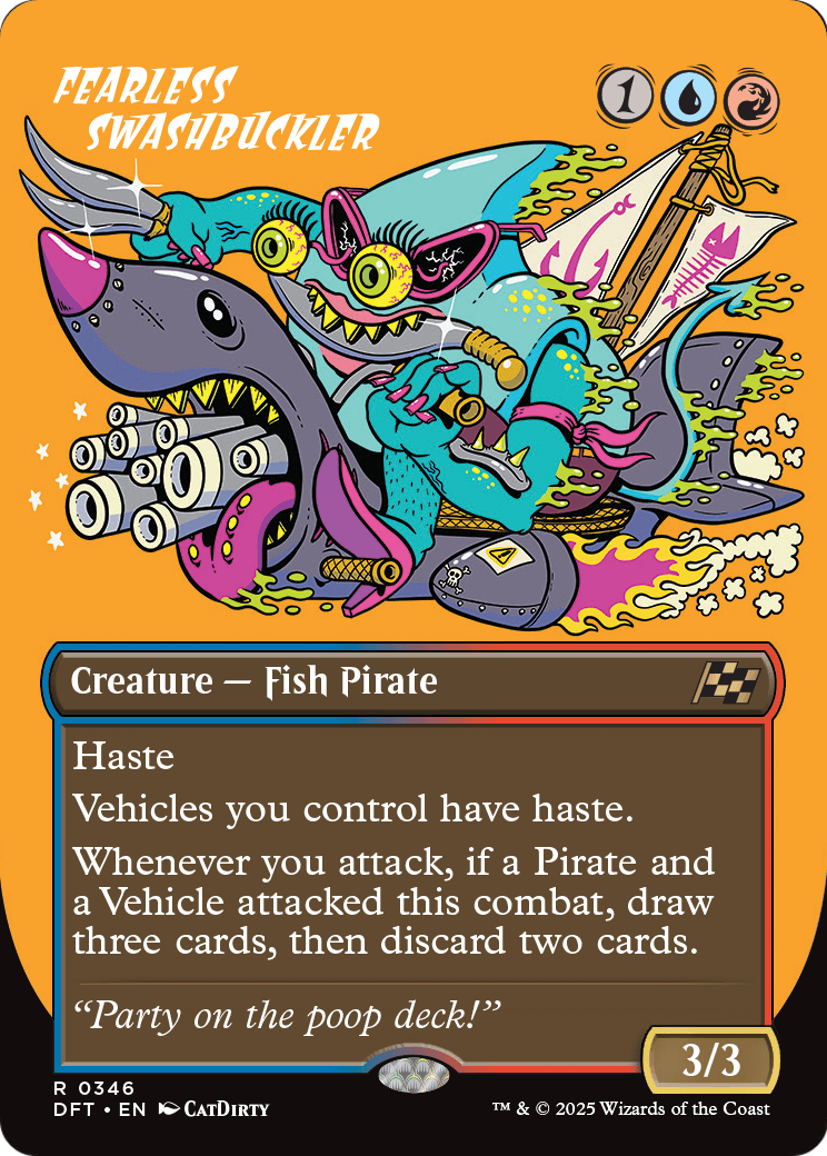 Fearless Swashbuckler (Borderless) (DFT-346) [Aetherdrift] Foil