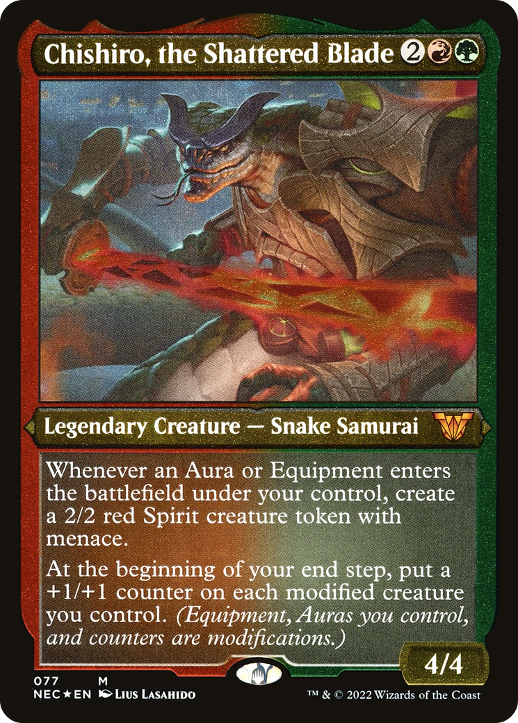 Chishiro, the Shattered Blade (Display Commander) - Thick Stock (NEC-077) [Neon Dynasty Commander] Foil