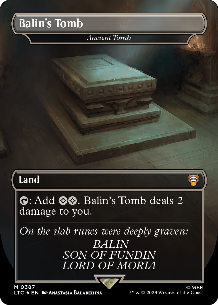 Balin's Tomb - Ancient Tomb (Surge Foil) (LTC-387) (Borderless) [Tales of Middle-earth Commander] Foil