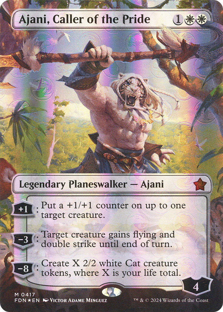 Ajani, Caller of the Pride (Borderless) (Mana Foil) (FDN-417) [Foundations] Foil