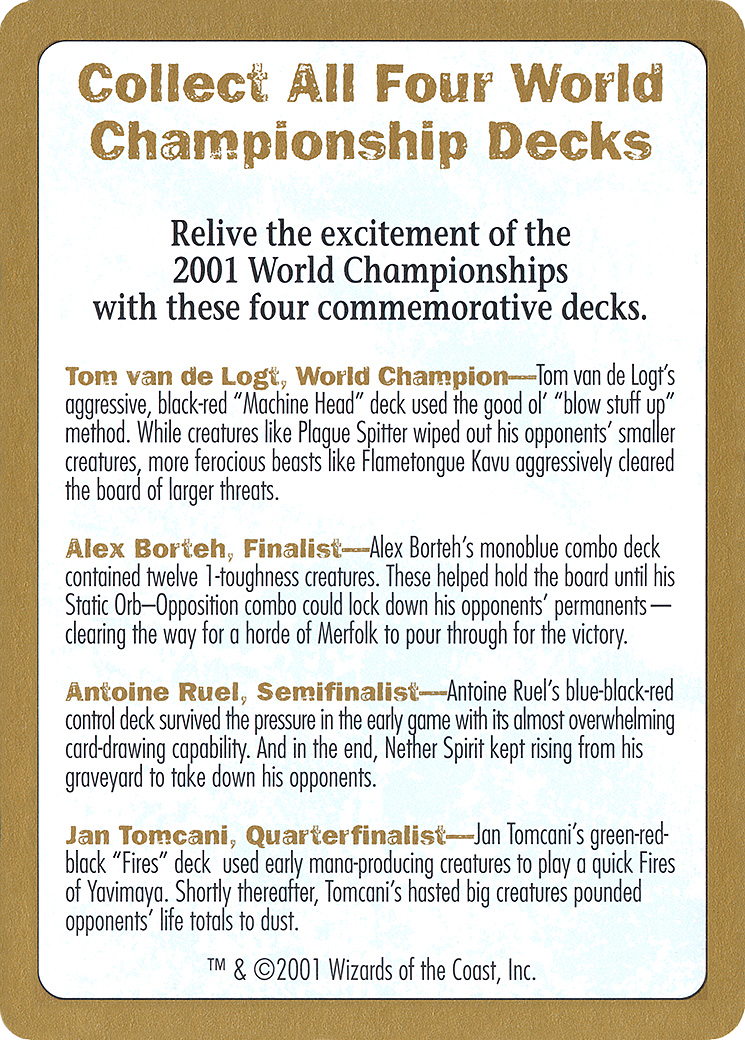 2001 World Championship Advertisement Card [World Championship Decks 2001]