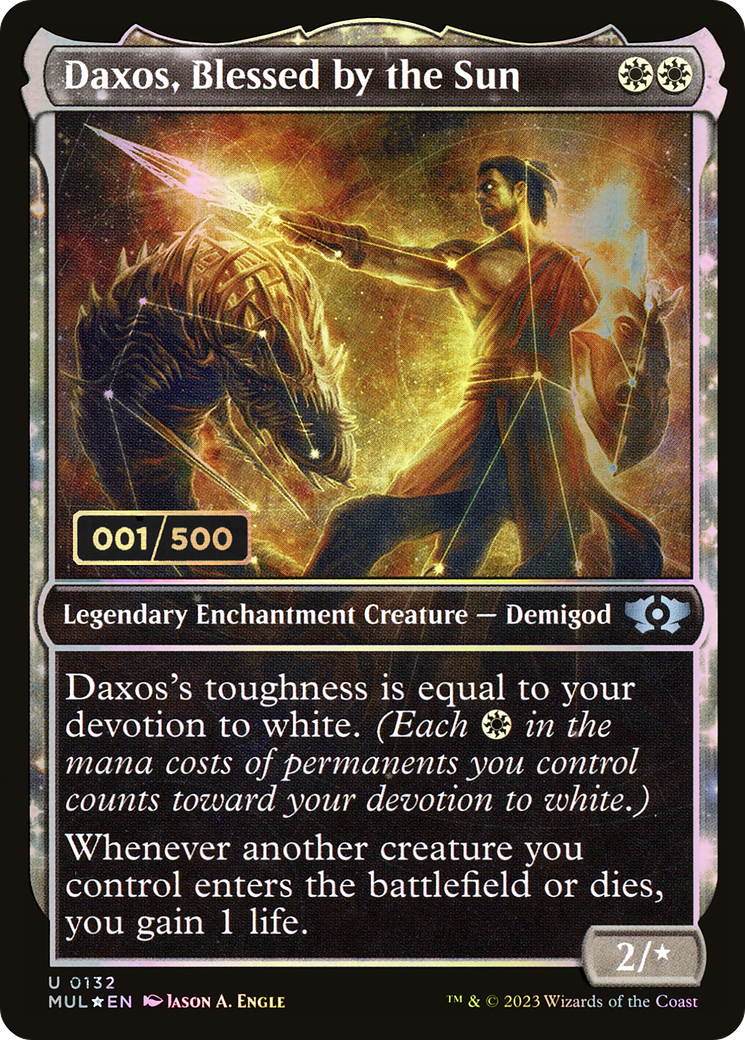 Daxos, Blessed by the Sun (Serial Numbered) (MUL-132) (Showcase) [Multiverse Legends] Foil