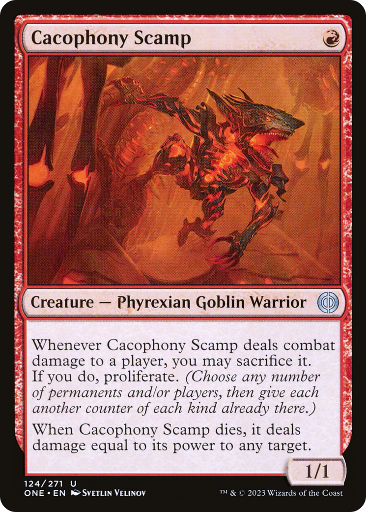 Cacophony Scamp (ONE-124) [Phyrexia: All Will Be One]