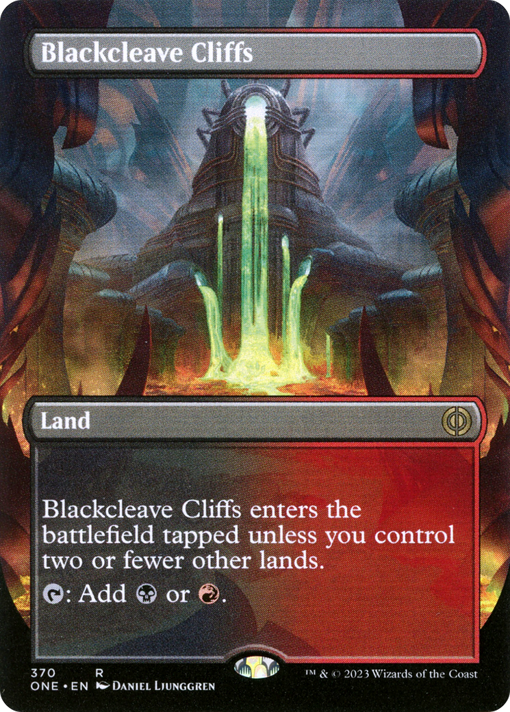 Blackcleave Cliffs (Borderless) (ONE-370) [Phyrexia: All Will Be One] Foil