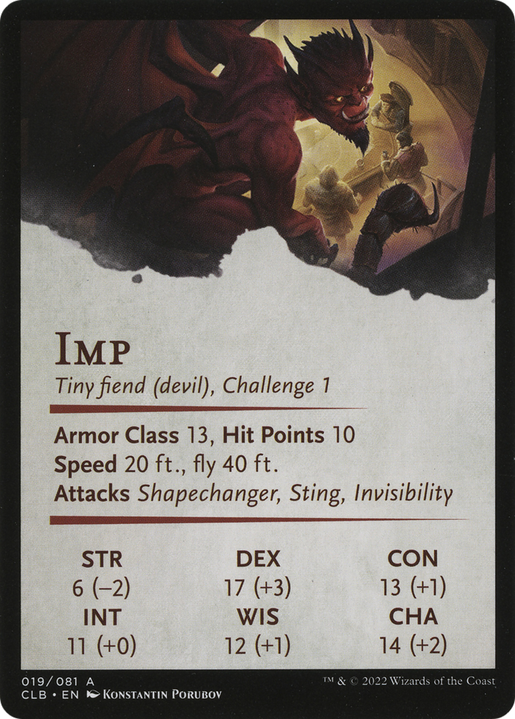 Nefarious Imp // Nefarious Imp (ACLB-019) (Borderless) [Battle for Baldur's Gate Art Series] Foil