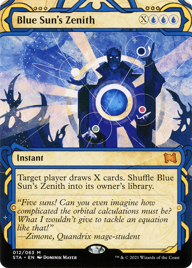 Blue Sun's Zenith (STA-012) (Showcase) (Borderless) [Strixhaven Mystical Archive]
