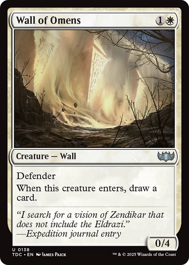 Wall of Omens (TDC-138) [Commander: Tarkir: Dragonstorm]