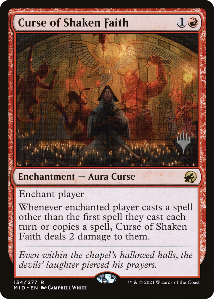 Curse of Shaken Faith (PPMID-134) [Promo Pack: Innistrad: Midnight Hunt Promos] Foil