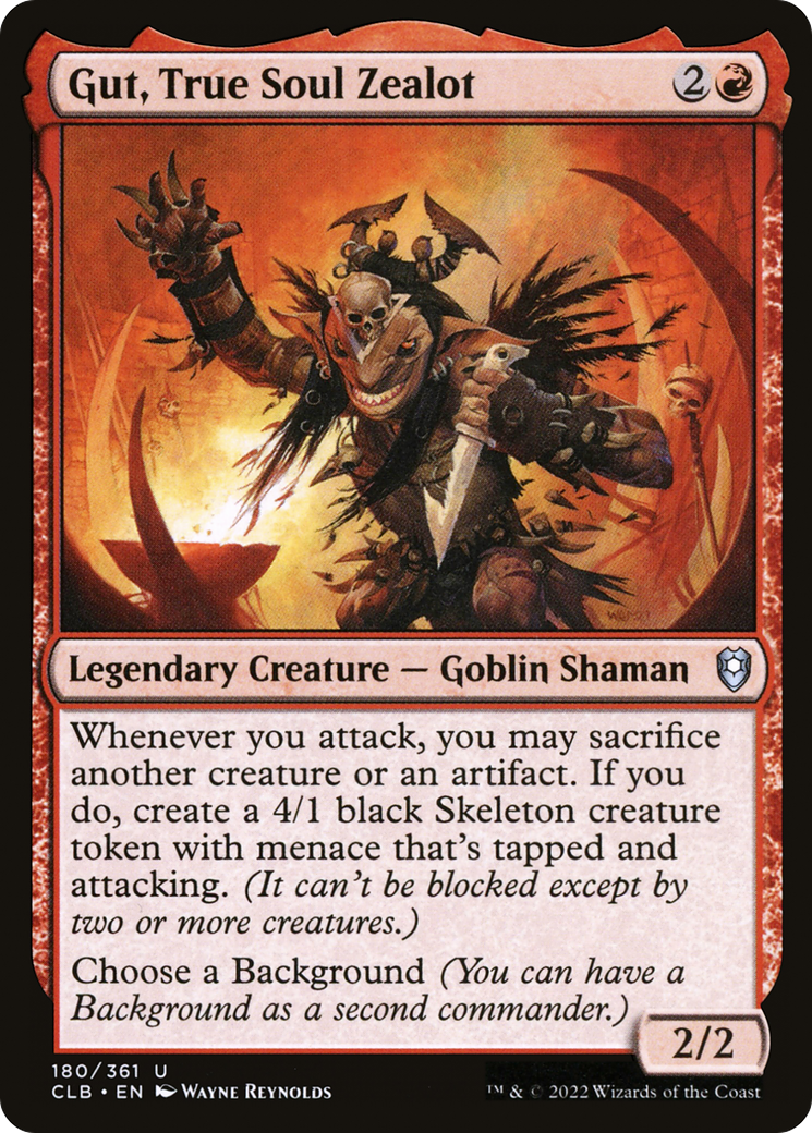 Gut, True Soul Zealot (CLB-180) [Commander Legends: Battle for Baldur's Gate] Foil